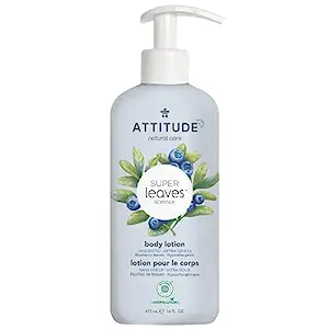 Bottle of Attitude body lotion with juniper berries and leaves illustration.